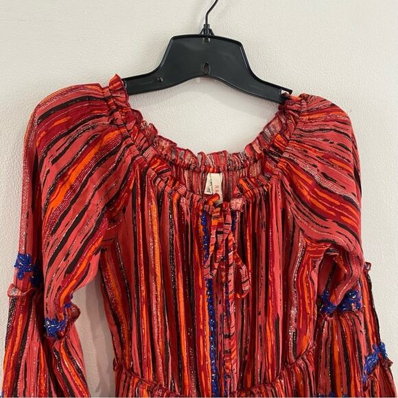 Raga | Red & Burnt Orange Metallic Thread Boho Dress - Picture 4 of 15